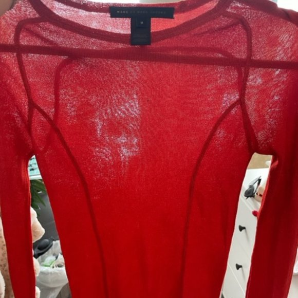 Marc Jacobs Orange Mesh-Mix Long Sleeve Top - Picture 3 of 5